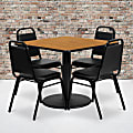 Flash Furniture Square Laminate Table Set With Round Base And 4 Trapezoidal Back Banquet Chairs, 30"H x 36"W x 36"D, Natural/Black 1 thumbnail image