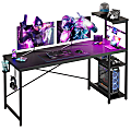Bestier Gaming Computer Desk With RGB LED Lights And 4-Tier Storage Shelves, 61"W, Black Grained 1 thumbnail image
