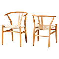 Baxton Studio Paxton Dining Chairs, Beige/Oak Brown, Set Of 2 Chairs