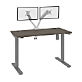 Bestar Upstand Electric 48"W Standing Desk With Dual Monitor Arm, Bark Gray 1 thumbnail image