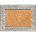 Amanti Art Rectangular Non-Magnetic Cork Bulletin Board, Natural, 24” x 18”, Dove Graywash Plastic Frame