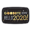 Amscan New Year's Hello 2020 Coupe Platters, 11" x 18", Multicolor, Set Of 3 Platters