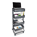 Vertiflex® Adjustable Multi-Use Storage Cart and Stand-Up Workstation, 15.25" x 11" x 18.5" to 39", Gray 1 thumbnail image