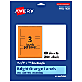 Avery® Print-To-The-Edge Labels With Sure Feed® Technology, 94247-BOP80, Rectangle, 2-1/2" x 7", Matte Bright Orange, Pack of 240