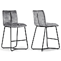 Glamour Home Avent Fabric Counter-Height Stools With Metal Legs, Gray/Black, Set Of 2 Stools 1 thumbnail image