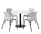 KFI Studios Proof Cafe Pedestal Table With Imme Chairs, Square, 29”H x 42”W x 42”W, Designer White Top/Black Base/Light Gray Chairs 1 thumbnail image