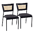 LumiSource Rattan Tania Contemporary Dining Chairs, Black, Set Of 2 Chairs