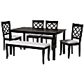 Baxton Studio Andor 6-Piece Dining Set, 29-1/8"H x 59-1/16"D x 35-7/16"D, Gray/Dark Brown