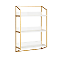 Kate and Laurel Hylton Tiered Wall Shelves, 27-3/4”H x 18”W x 6-1/2”D, White/Gold