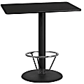 Flash Furniture Rectangular Laminate Table Top With Round Bar Height Table Base And Foot Ring, 43-3/16”H x 24”W x 42”D, Black