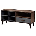 Baxton Studio Modern And Contemporary 2-Tone 1-Drawer TV Stand, 22-1/4"H x 47-1/4"W x 15-1/2"D, Gray/Walnut Brown