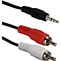QVS 3.5mm Mini-Stereo Male to Two RCA Male Speaker Cable - 3 ft Mini-phone/RCA Audio Cable for Audio Device, Speaker - First End: 1 x Mini-phone Audio - Male - Second End: 2 x RCA Audio - Male - Shielding - Nickel Plated Connector - 1