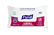 Purell® Foodservice Surface Sanitizing Wipes, Fragrance Free, 7-7/16” x 9”, White, Flowpack Of 72 Wipes