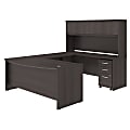 Bush Business Furniture Studio C U Shaped Desk with Hutch and Mobile File Cabinet, 72"W x 36"D, Storm Gray, Premium Installation