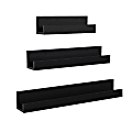 Kate and Laurel Levie Wooden Picture Ledge Wall Shelf Set, Black, Set Of 3 Shelves 1 thumbnail image