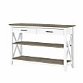 Bush Furniture Key West Console Table With Drawers And Shelves, Shiplap Gray/Pure White, Standard Delivery