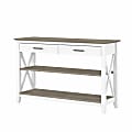 Bush Furniture Key West Console Table With Drawers And Shelves, Shiplap Gray/Pure White, Standard Delivery 1 thumbnail image