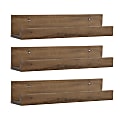 Kate and Laurel Levie Wooden Picture Ledge Wall Shelf Set, 3-1/2”H x 18”W x 3-1/2”D, Rustic Brown, Set Of 3 Shelves 1 thumbnail image