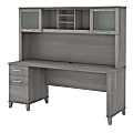 Bush Furniture Somerset Office Desk With Hutch, 72"W, Platinum Gray, Standard Delivery