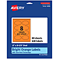 Avery® Print-To-The-Edge Labels With Sure Feed® Technology And Easy Peel®, 94056-BOP80, Oval, 2" x 3-1/3", Matte Bright Orange, Pack of 640 1 thumbnail image