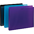 Smead Straight Tab Cut Letter File Jacket - 8 1/2" x 11" - 1" Expansion - Purple, Teal, Black - 6 / Pack