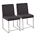 LumiSource High-Back Fuji Dining Chairs, Charcoal/Brushed Stainless Steel, Set Of 2 Chairs