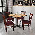 Flash Furniture HERCULES Ladder Back Wood Restaurant Accent Chair, Burgundy Vinyl Seat/Mahogany Wood Frame