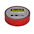 Scotch® Expressions Glitter Tape, 0.59" x 196", Red