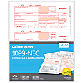 Office Depot® Brand 1099-NEC Continuous Tax Forms, 5-Part, 3-Up, 9" x 11", Pack Of 25 Form Sets, NEC71545922 1 thumbnail image