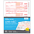 Office Depot® Brand 1099-NEC Continuous Tax Forms, 5-Part, 3-Up, 9" x 11", Pack Of 25 Form Sets
