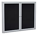 Ghent 2-Door Satin Enclosed Recycled Rubber Bulletin Board, 36" x 48", Black