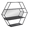 Kate and Laurel Lintz Hexagon Wall Mirror Shelves, 24”H x 6-1/2”W x 28”D, Black