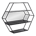 Kate and Laurel Lintz Hexagon Wall Mirror Shelves, 24”H x 6-1/2”W x 28”D, Black 1 thumbnail image