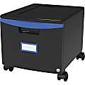 Storex 18" Stackable File Drawer - 1 Drawer(s) - 12.8" Height x 14.8" Width18.3" Length - Black, Blue - Polypropylene - 1Each