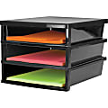 Storex Quick Stack Construction Paper Sorter - 500 x Sheet - 3 Compartment(s) - 8.4" Height x 11.3" Width13" Length - Black - Plastic - 1 Each