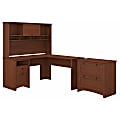 Bush Furniture Buena Vista L Shaped Desk With Hutch And Lateral File Cabinet, Serene Cherry, Standard Delivery