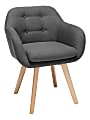 OFM 161 Collection Mid Century Modern Tufted Accent Chairs With Arms, Dark Gray/Beechwood, Set Of 2