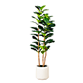 Nearly Natural 5’ Artificial Fiddle Leaf With Planter, 60”H x 20”W x 20”D, White/Green 1 thumbnail image