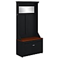 Bush Furniture Fairview Hall Tree With Storage Bench, Antique Black/Hansen Cherry, Standard Delivery