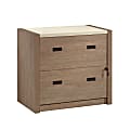Sauder® Dixon City 33"W x 20"D Lateral 2-Drawer File with Lock, Brushed Oak™ finish with Pebble White™ 1 thumbnail image
