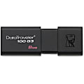 Kingston® DataTraveler® 100 G3 USB 3.0 Flash Drive, 8GB, Black