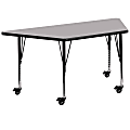 Flash Furniture Mobile 60"W Trapezoid Thermal Laminate Activity Table With Short Height-Adjustable Legs, Gray