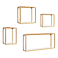 Kate and Laurel Mallory Wood and Metal Wall Shelf Set, Gold, Set Of 4 Shelves