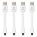 CableLinx Value Pack USB-to-Micro USB Cables, 3.5", White, Pack Of 4 Cables, USB4PK-002-JIC-4M