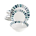 Gibson Home Orleans 12-Piece Round Ceramic Dinnerware Set, Blue 1 thumbnail image