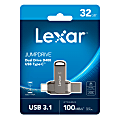 Lexar® JumpDrive® Dual Drive D400 USB 3.1 Type-C USB Drive, 32GB, Silver 1 thumbnail image
