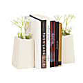 Mind Reader Cement Planter Bookends, 5" x 2-3/4" x 3", White, Total Qty 2 1 thumbnail image