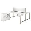 Bush Business Furniture 400 Series 2-Person Workstation With Table Desks And Storage, 72"W x 30"D, White, Standard Delivery 1 thumbnail image