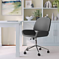 Martha Stewart Tyla Faux Leather Upholstered Mid-Back Executive Office Chair, Gray/Polished Nickel 1 thumbnail image