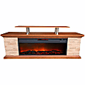 Lifesmart 60" Media Fireplace with Polystone Sides and Log Set - 1499.94 W - Oak 1 thumbnail image